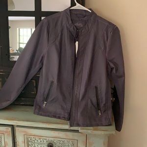 Purple leather look jacket